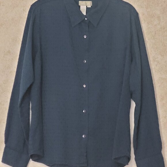 Navy Blue Woven Long Sleeve Shirt Territory Ahead Size XL - Picture 4 of 11